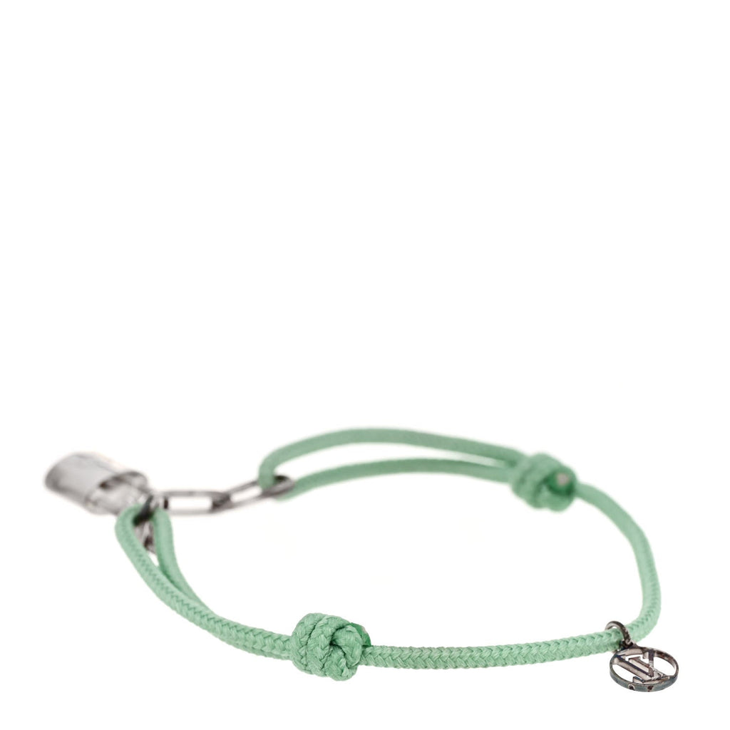 Louis Vuitton X Virgil Abloh Sterling Silver Lockit Adjustable Cord Bracelet Green
