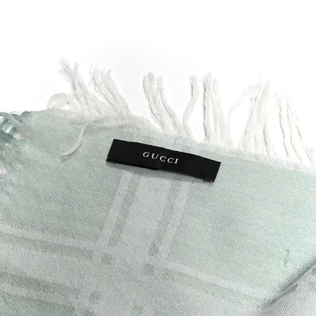 Gucci Wool Silk GG Monogram GGNat Scarf Green