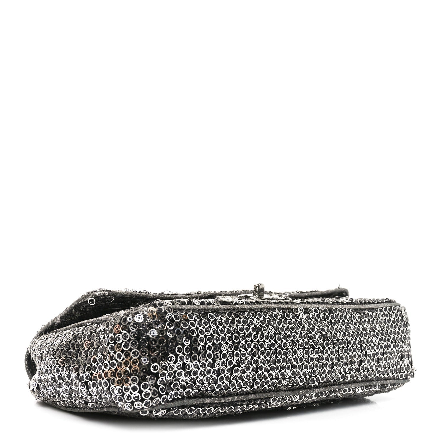 Chanel Sequin Medium Single Flap Dark Silver