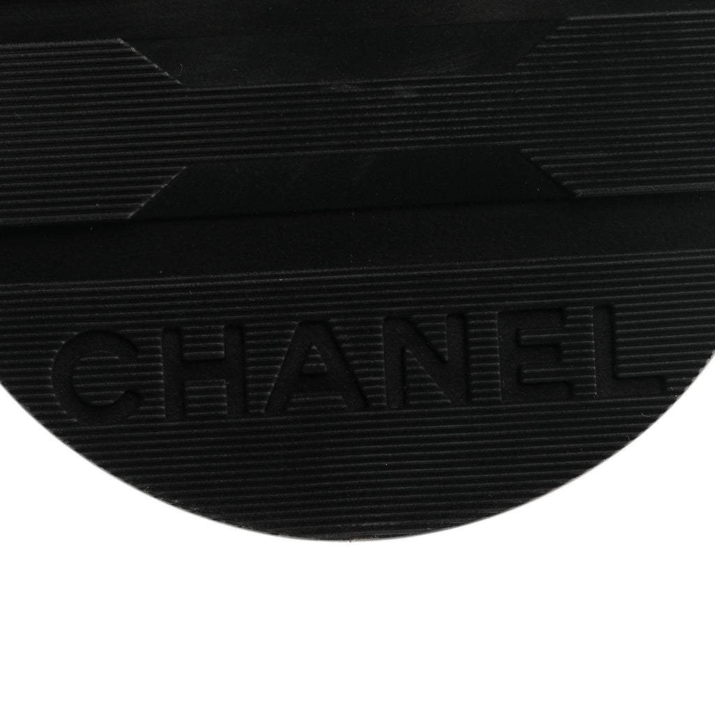 Chanel Shiny Calfskin Quilted Lace Up Combat Boots 39 Black