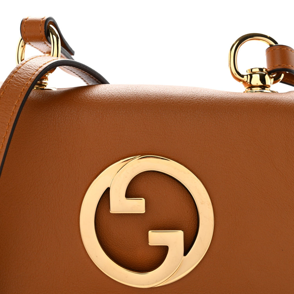 Gucci Roxy Calfskin Web Mini Blondie Shoulder Bag Cognac