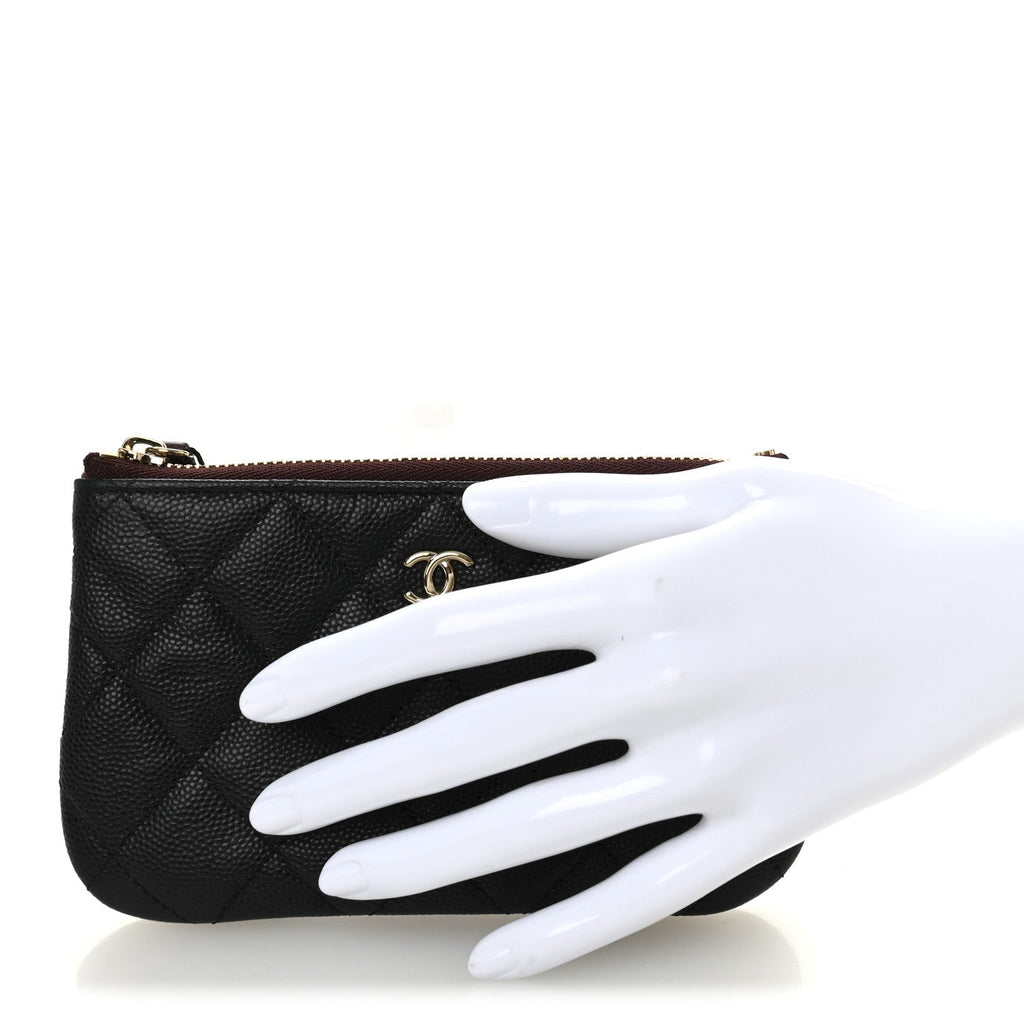 Caviar Quilted Small Cosmetic Case Black