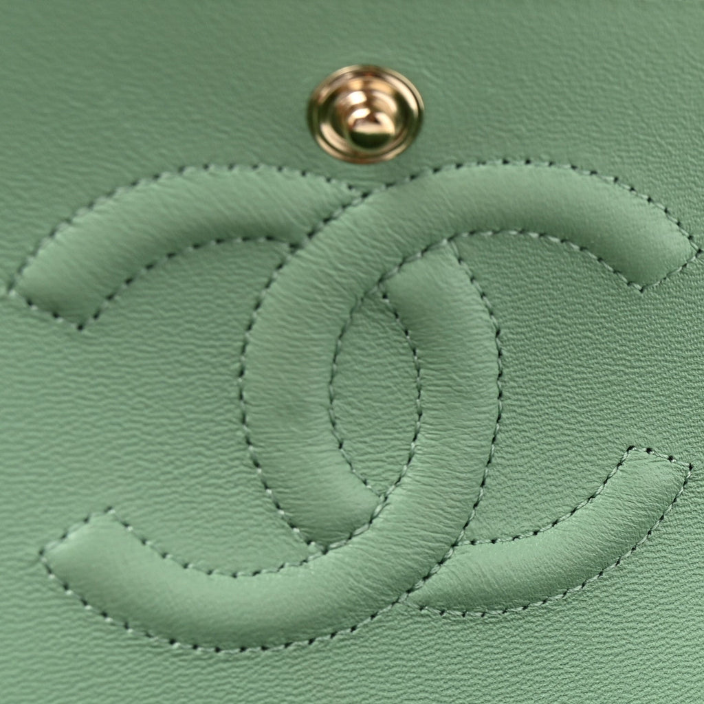 Chanel Caviar Quilted Small Double Flap Light Green