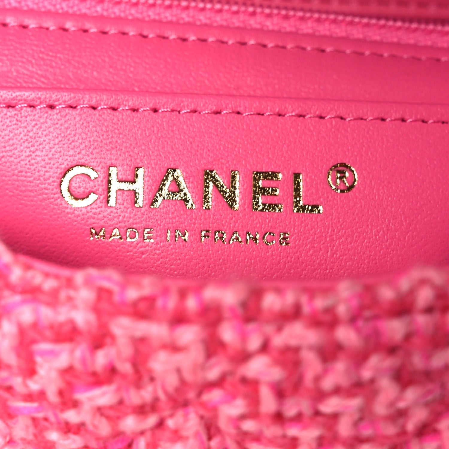 Chanel Wool Tweed Quilted Mini Rectangular Flap Dark Pink Fuchsia