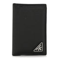 Prada Saffiano Triangle Card Holder Black