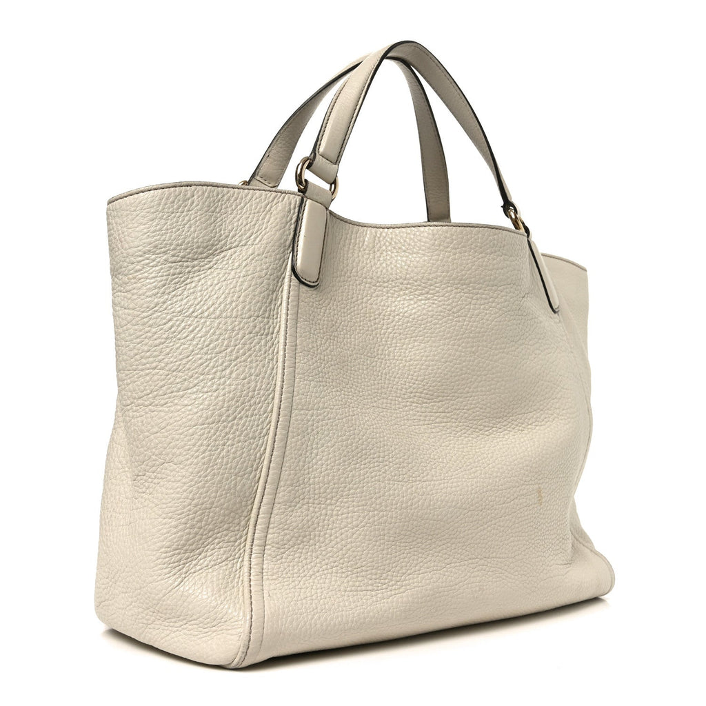 Gucci Pebbled Calfskin Medium Soho Shoulder Bag Off White