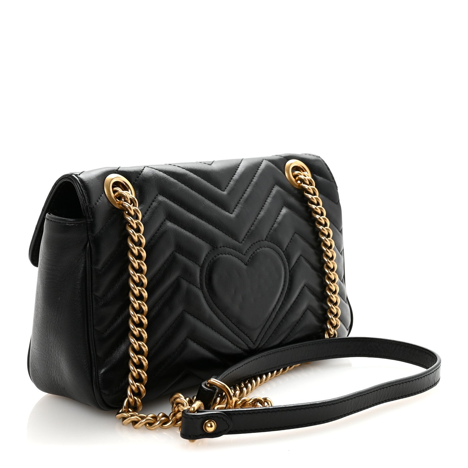 Gucci Calfskin Matelasse Small GG Marmont Shoulder Bag Black
