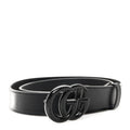 Gucci Azalea Calfskin Enamel Monochrome Double G 30mm Belt 90 36 Black