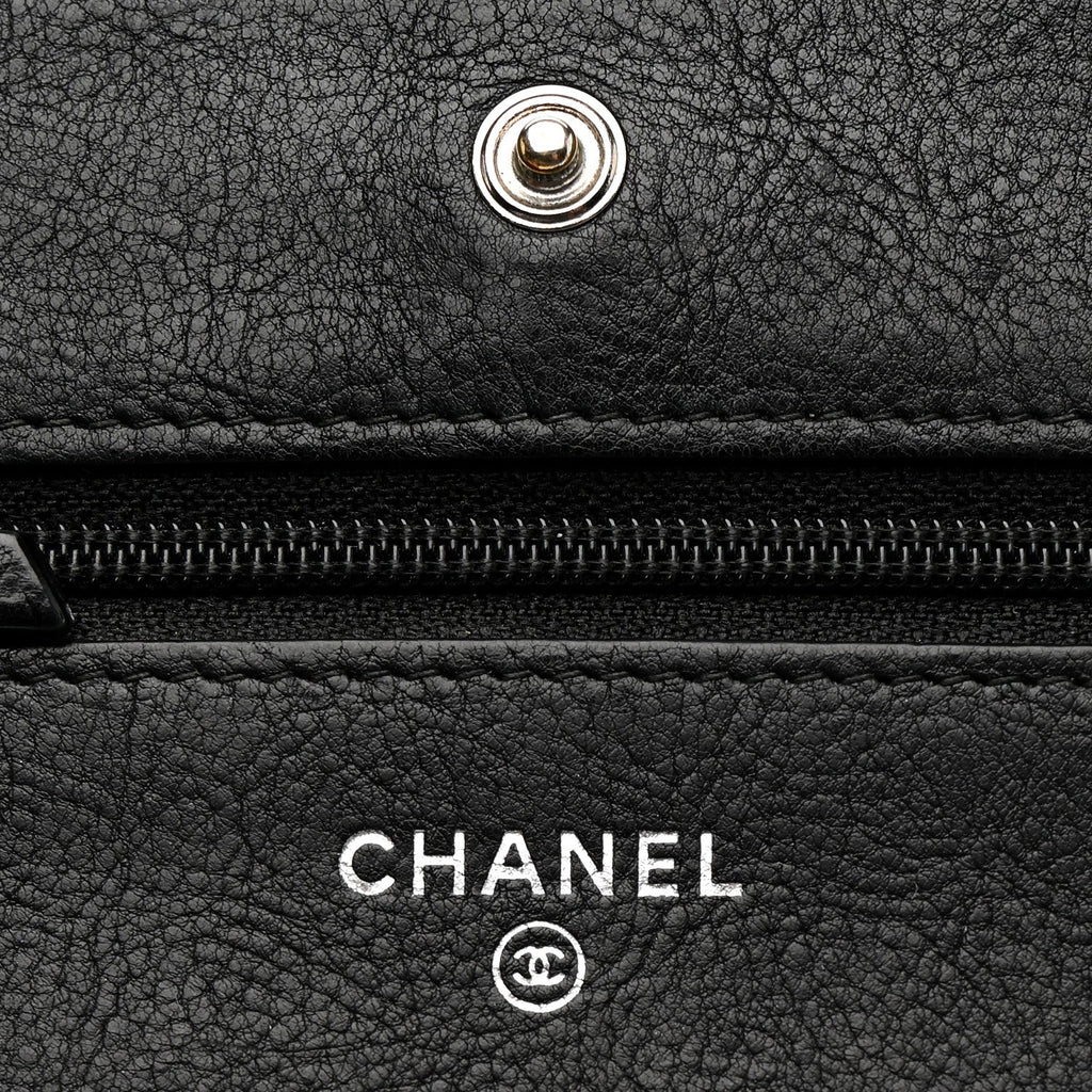 Chanel Crumpled Calfskin Quilted Wallet On Chain WOC So Black