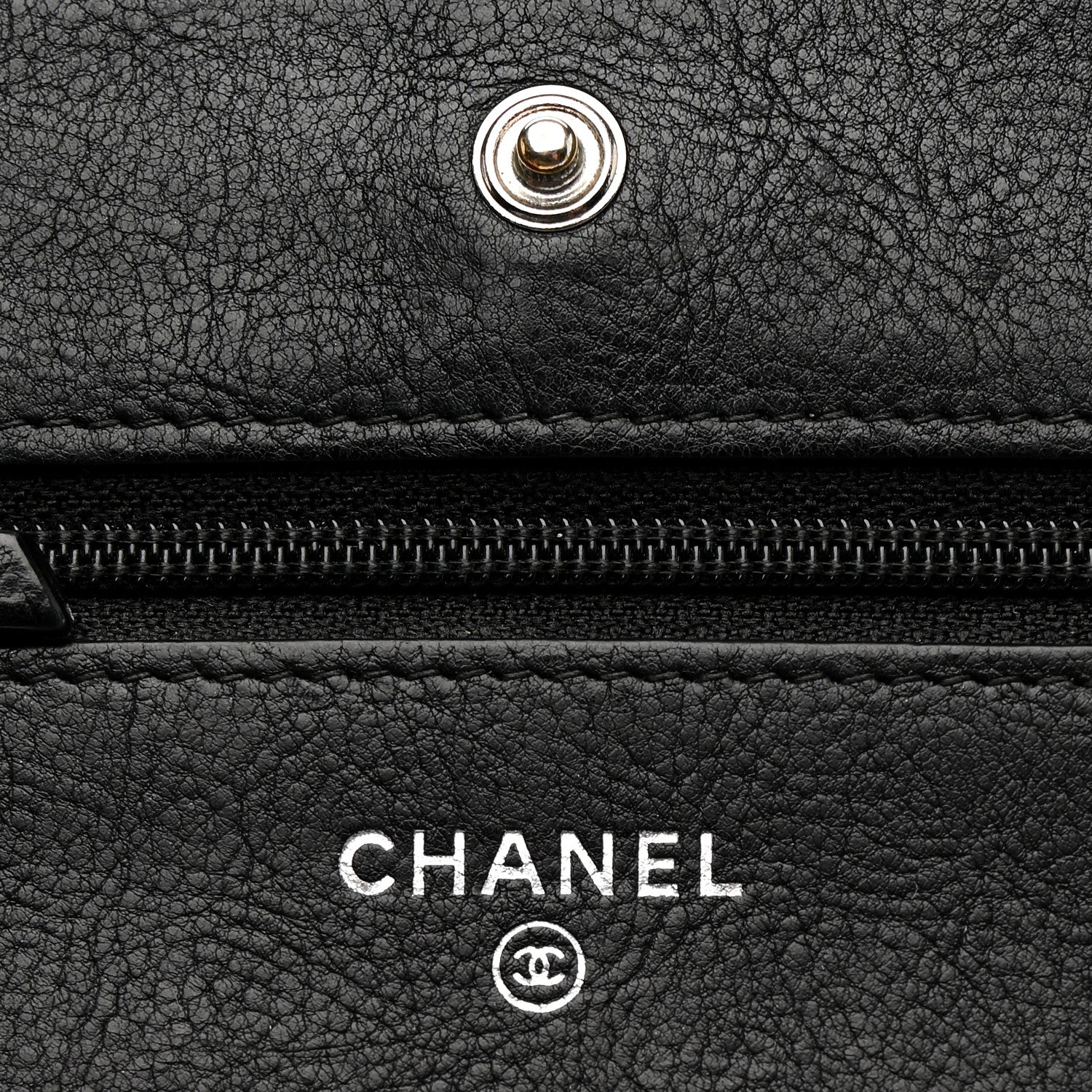 Chanel Crumpled Calfskin Quilted Wallet On Chain WOC So Black