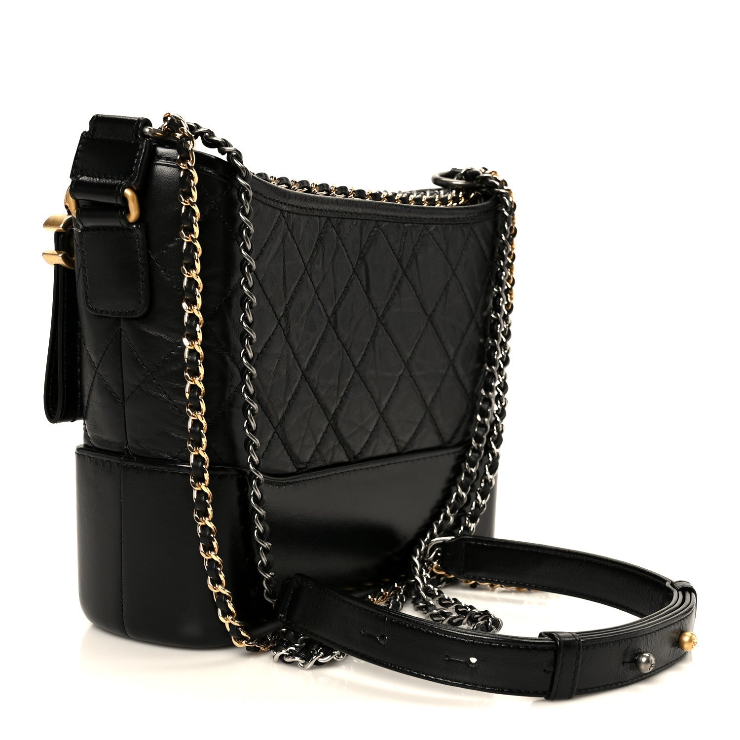 Chanel Aged Calfskin Quilted New Medium Gabrielle Hobo Black