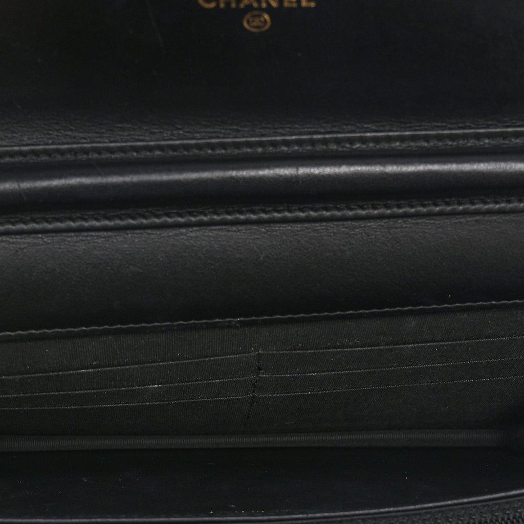 Chanel Caviar Quilted CC Filigree Wallet On Chain WOC Black