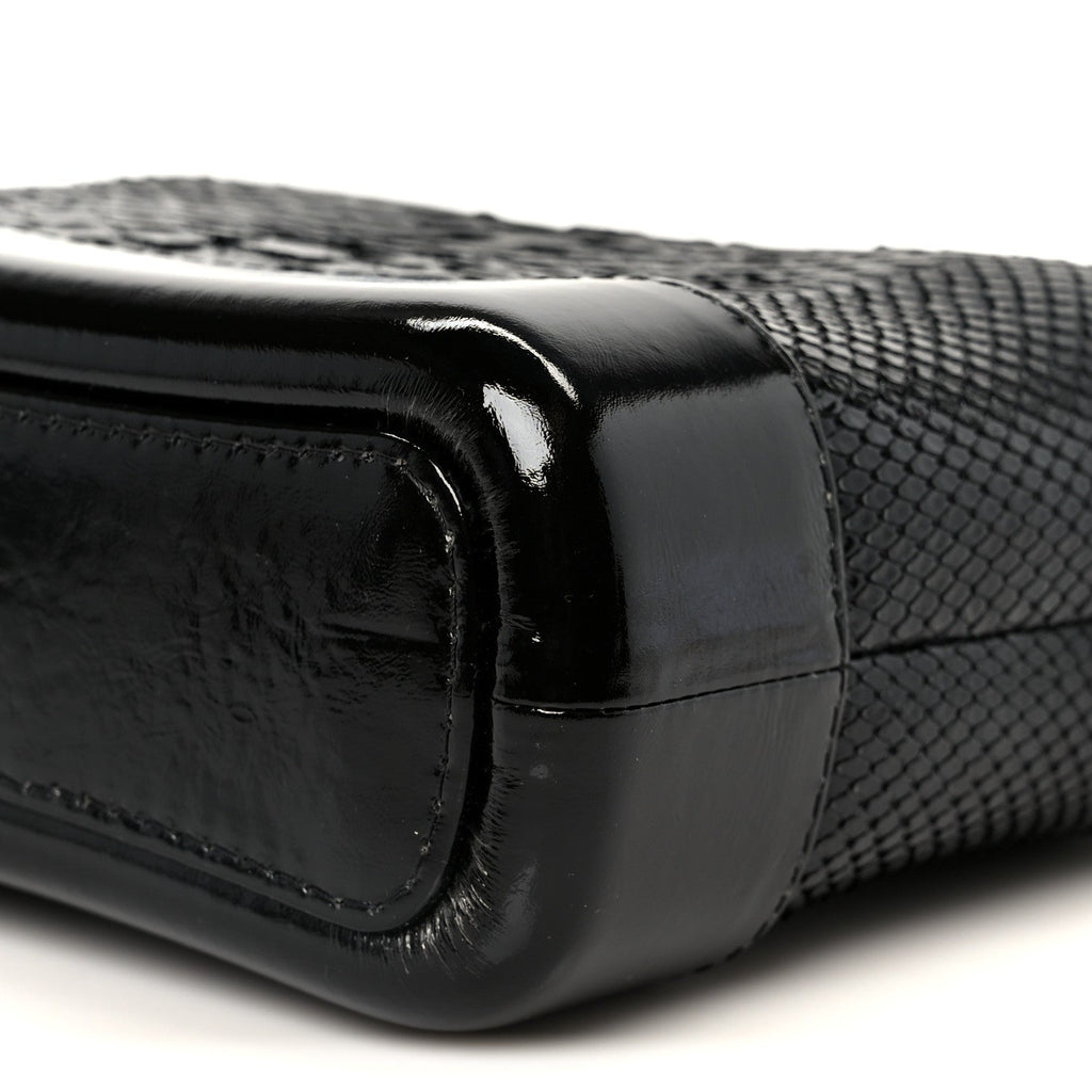 Chanel Snakeskin Patent Calfskin Small Gabrielle Hobo Black