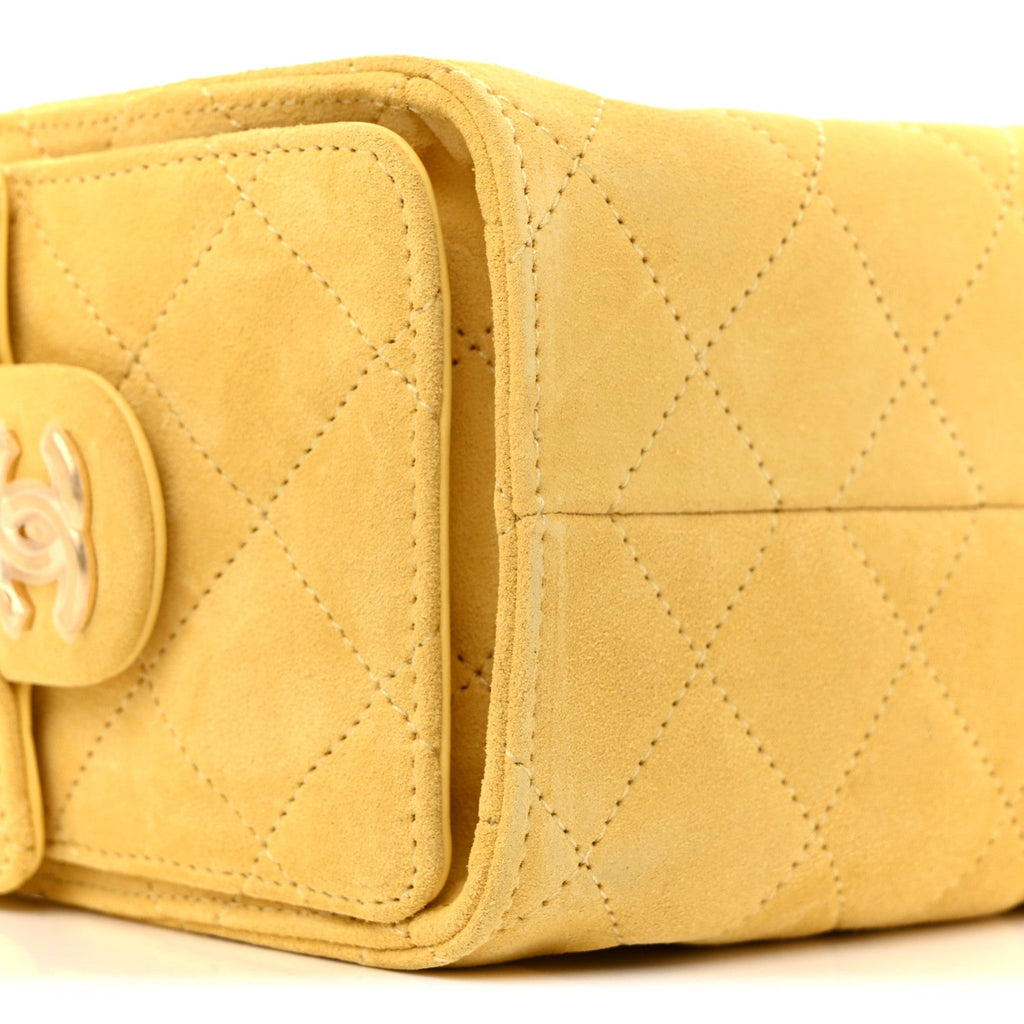 Chanel Suede Quilted Mini Chanel 25 Handbag Yellow