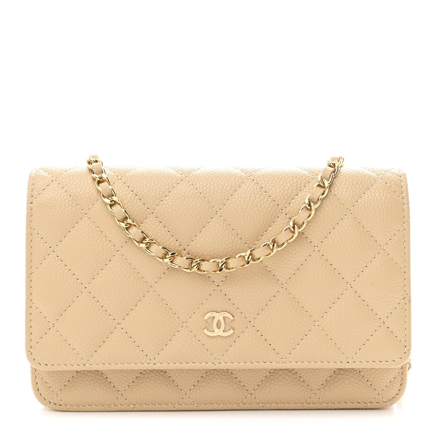Chanel Caviar Quilted Wallet on Chain WOC Beige