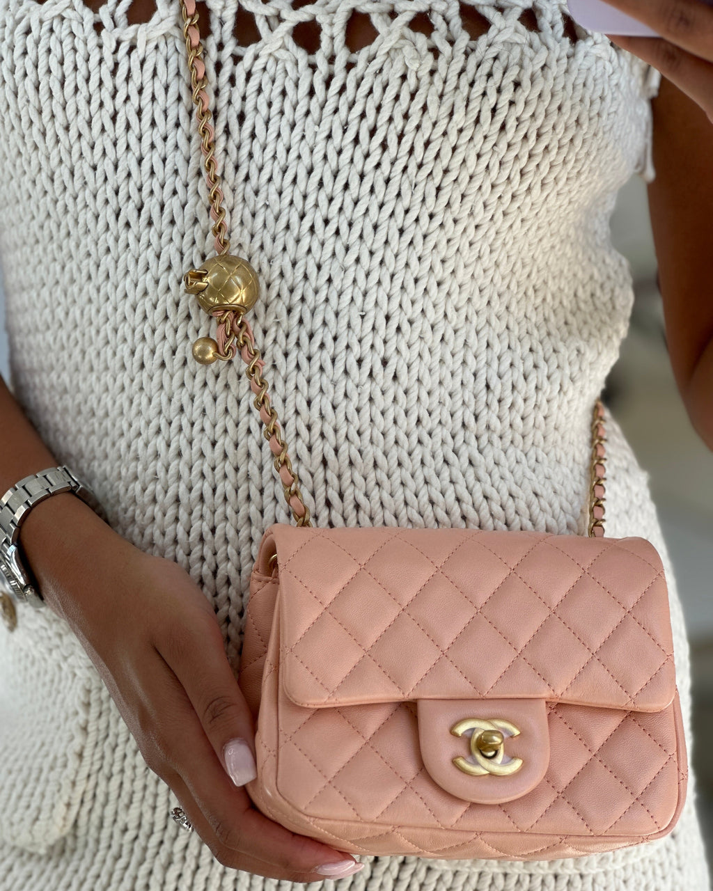 Chanel Pearl Crush Mini Square Flap Bag with Brushed Gold Hardware