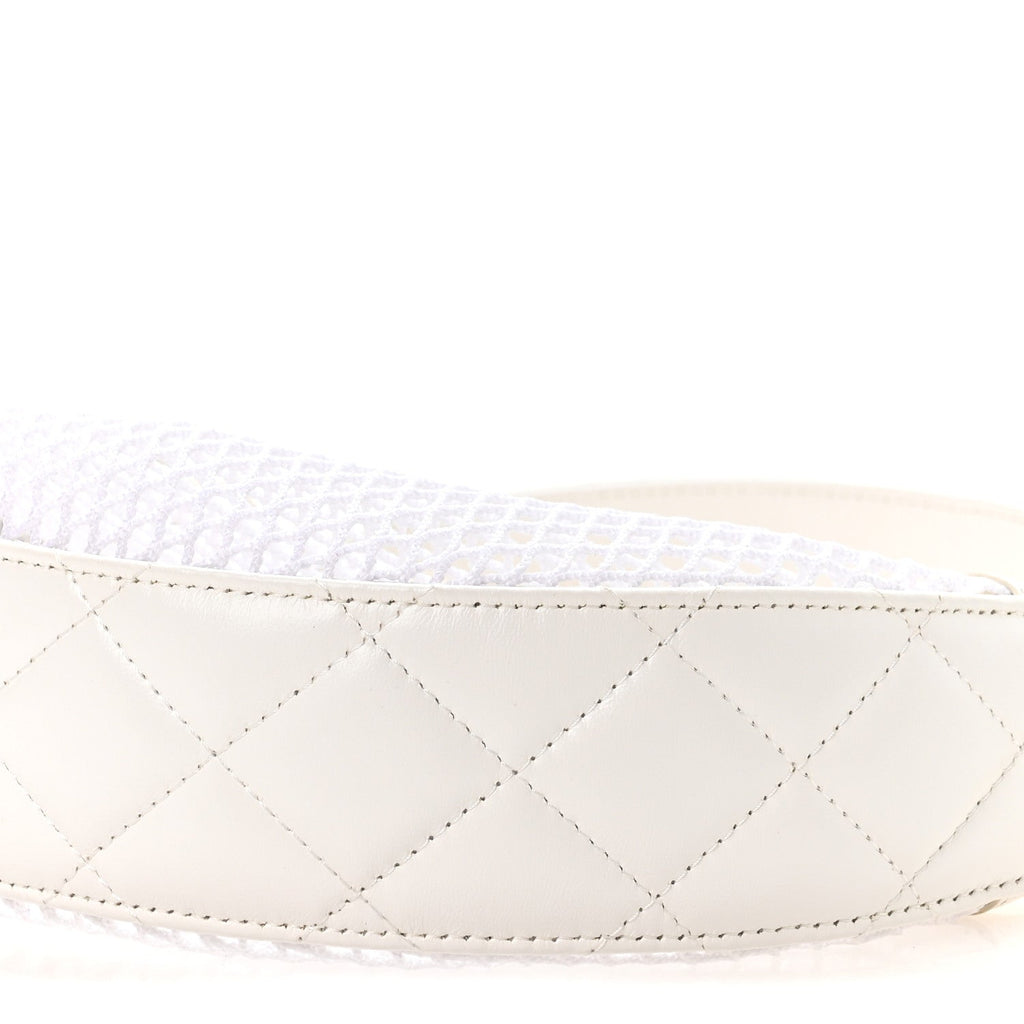 Chanel Mesh Shiny Lambskin Chain Hobo White
