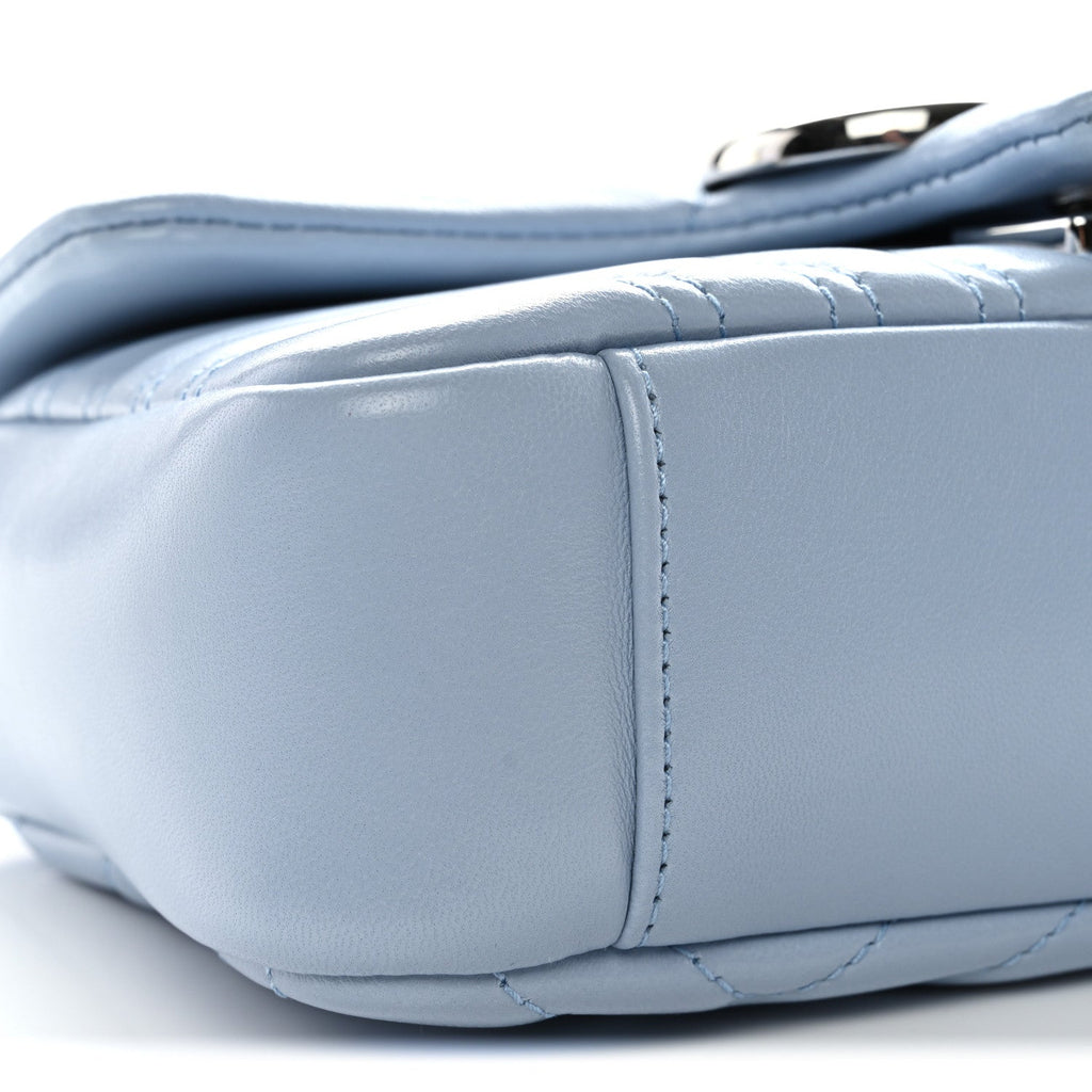 Gucci Lambskin Matelasse Small GG Marmont Shoulder Bag Porcelain Light Blue