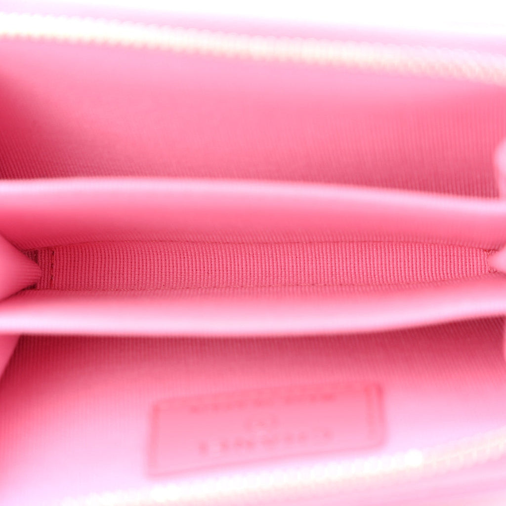 Caviar Quilted Boy Zip Around Coin Purse Wallet Pink