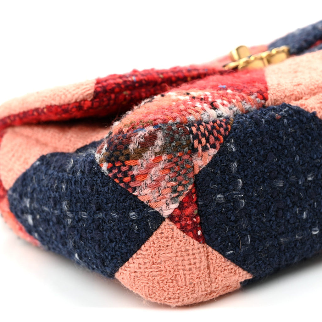 Chanel Tweed Quilted Medium Chanel 19 Flap Red Navy Multicolor