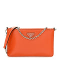 Prada Saffiano Vernice Chain Crossbody Bag Papaya