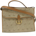 CHRISTIAN DIOR Honeycomb Canvas Hand Bag PVC Leather Beige  29371