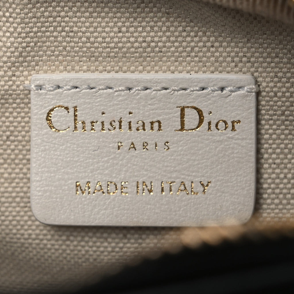 Christian Dior Calfskin Animal Print Micro Dior Vibe Zip Bowling Bag White Multicolor