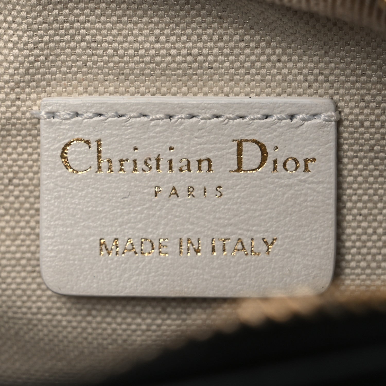 Christian Dior Calfskin Animal Print Micro Dior Vibe Zip Bowling Bag White Multicolor
