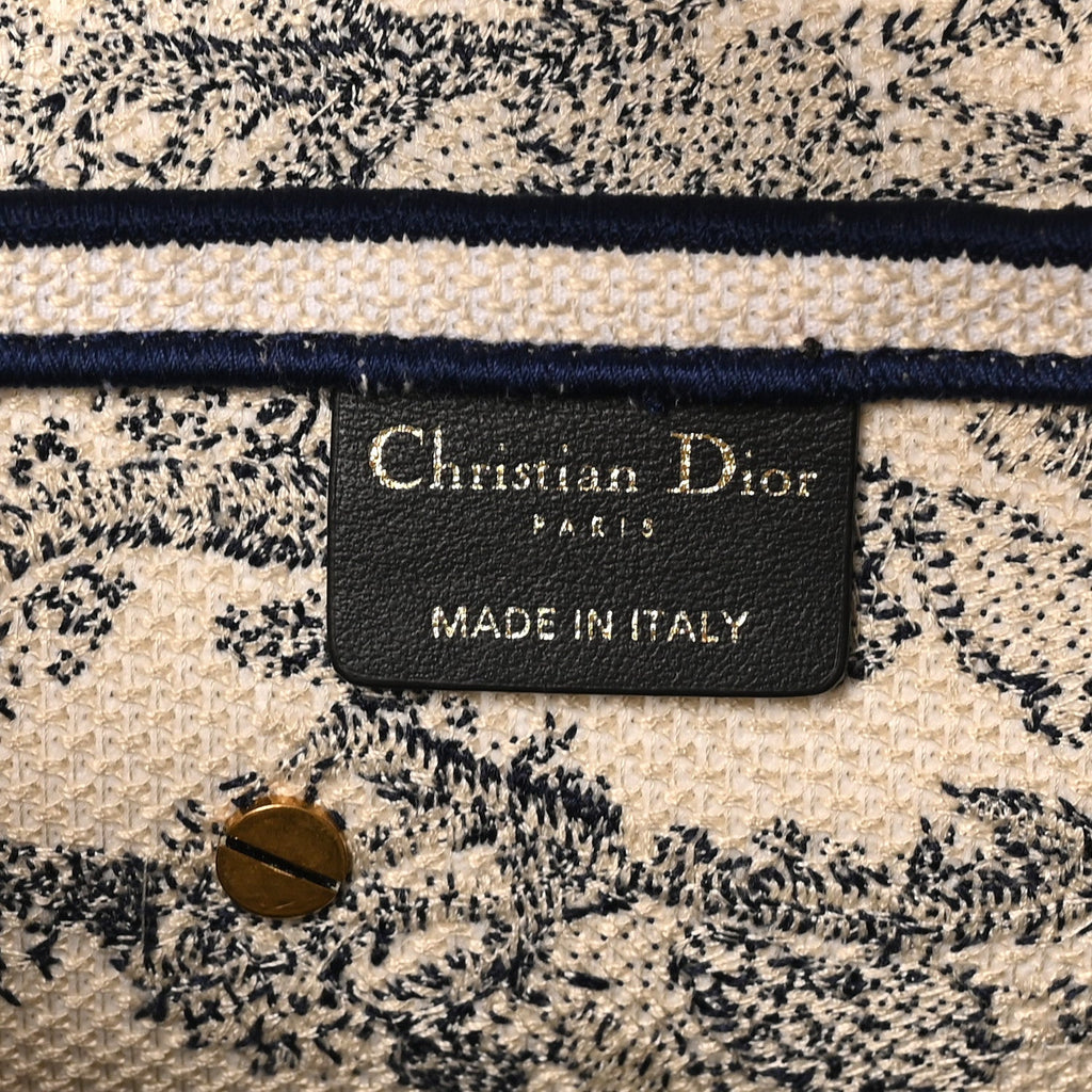 Christian Dior Canvas Embroidered Toile de Jouy Saddle Bag Blue