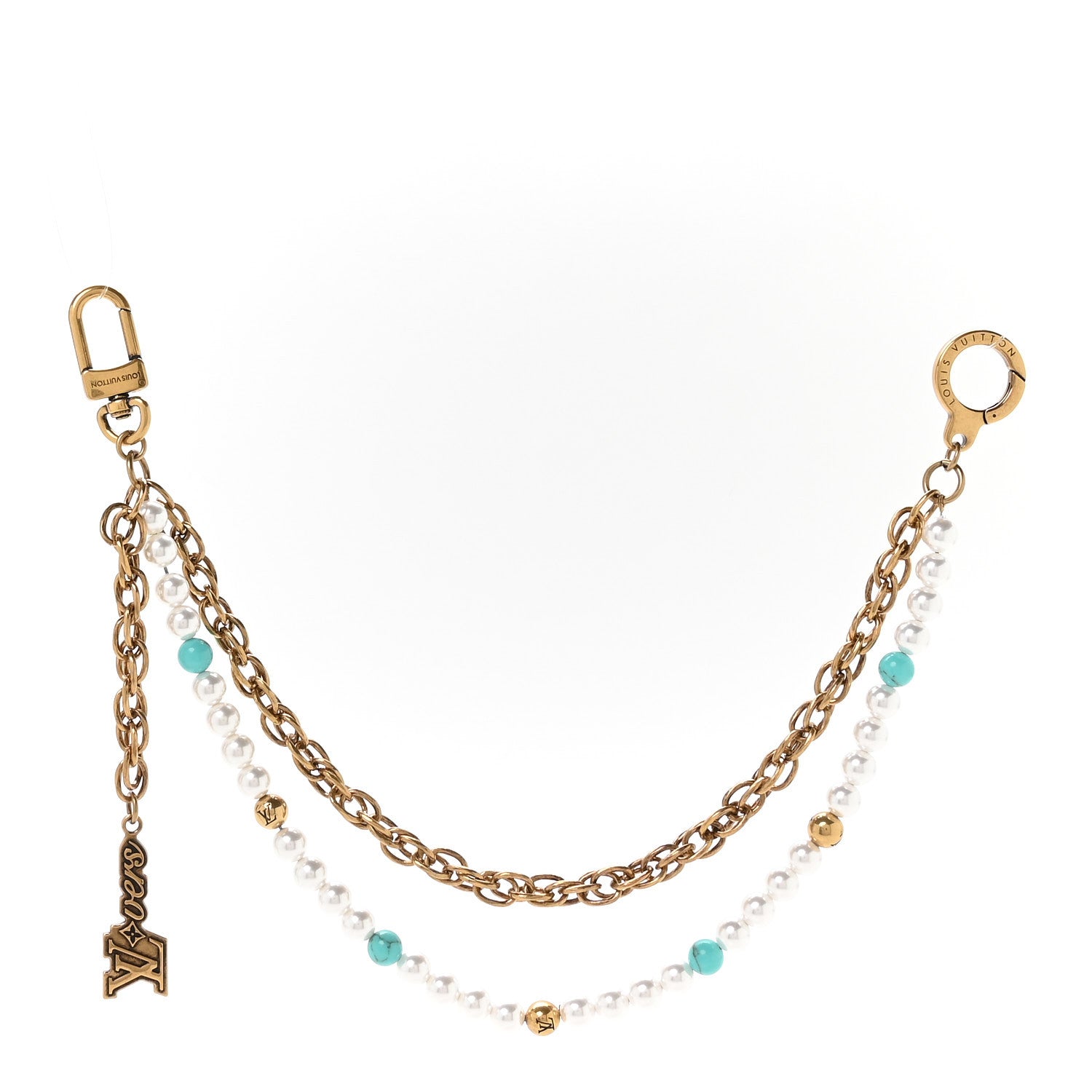 Louis Vuitton Chain Belt Pearls Bag Charm Gold