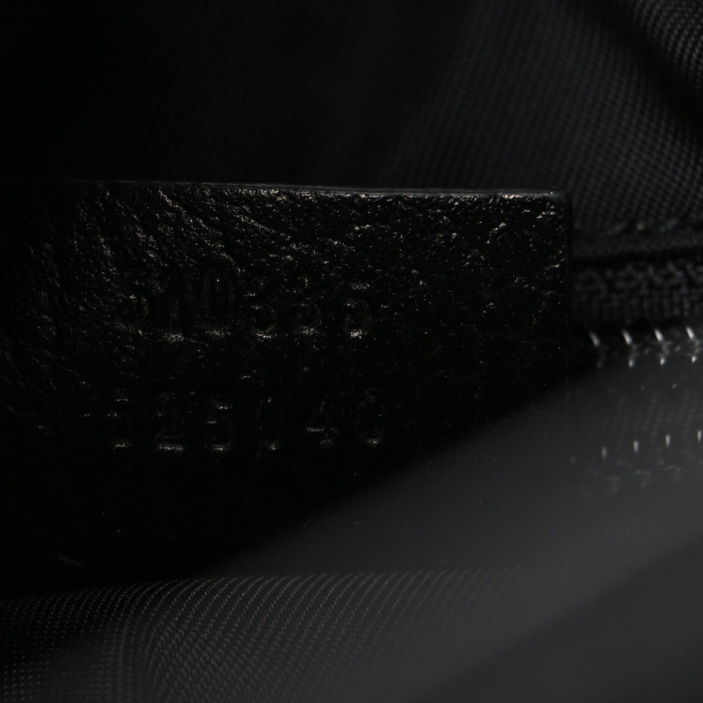 Gucci Nylon Monogram Double Buckle Flap Messenger Bag Black