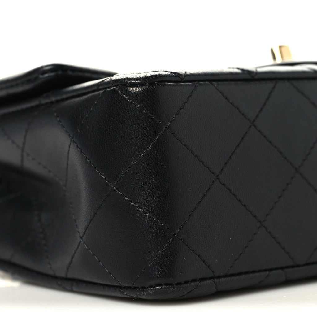 Chanel Lambskin Quilted Mini Rectangular Flap Black