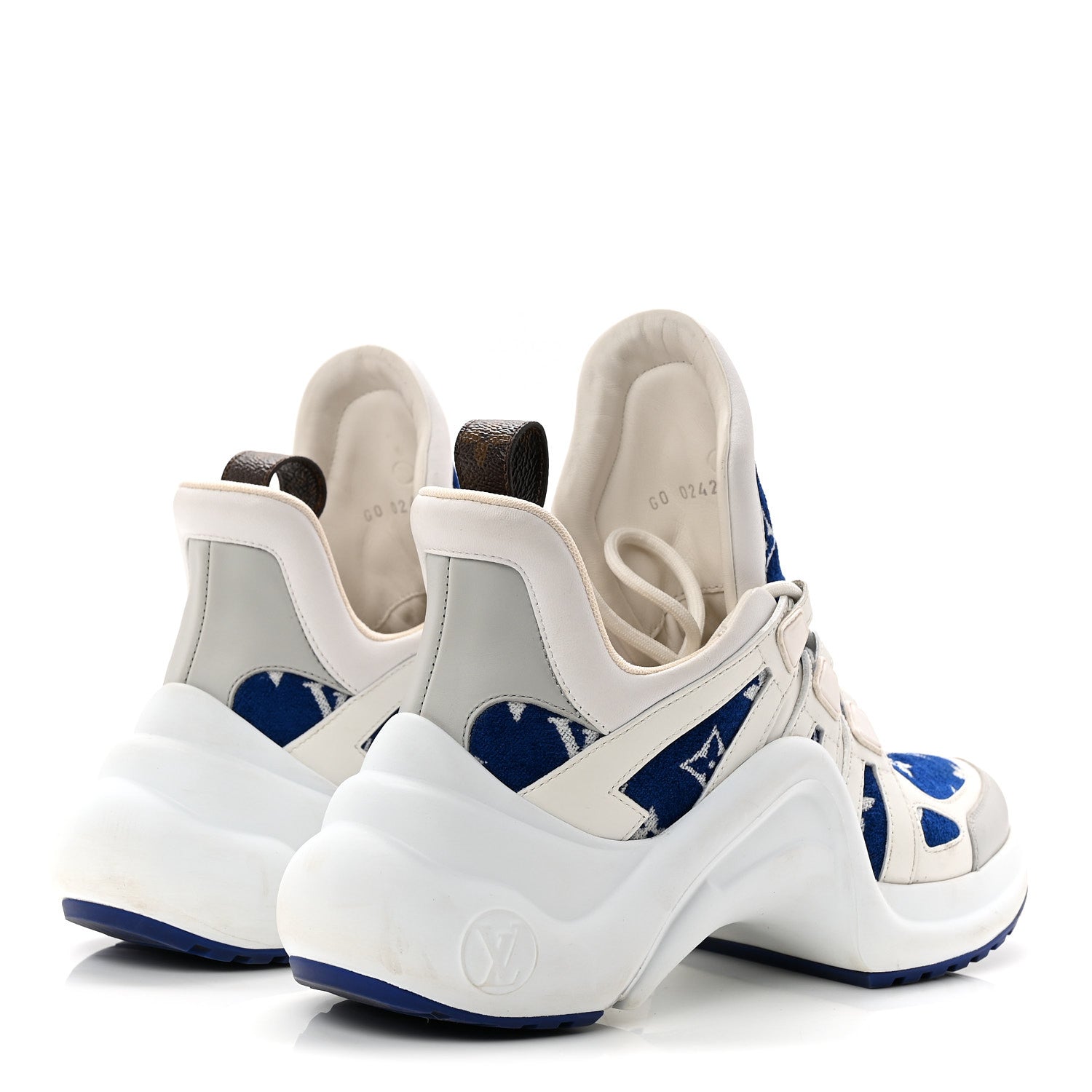 Louis Vuitton Jacquard Velvet Monogram LV Archlight Sneakers 37 White Blue