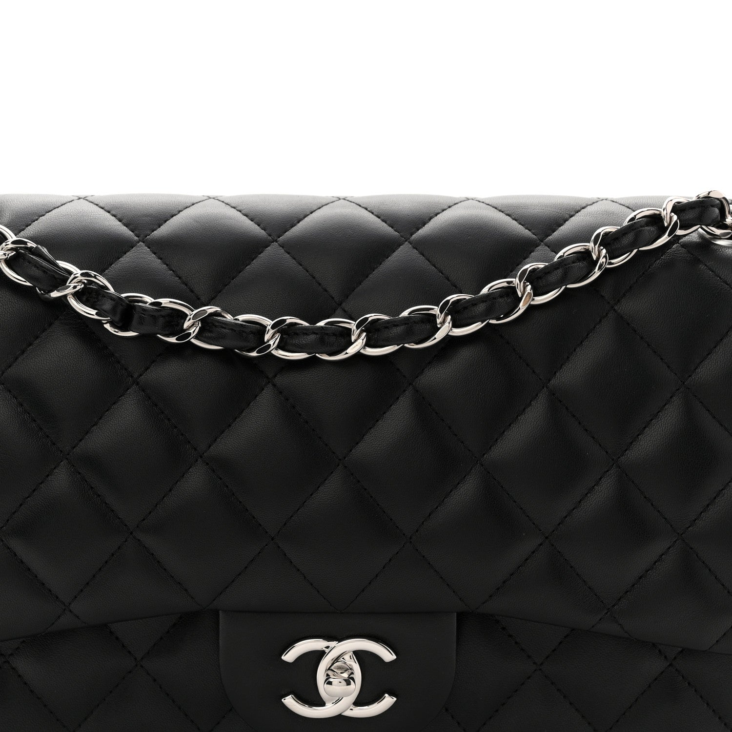 Chanel Lambskin Quilted Jumbo Double Flap Black