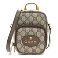 Gucci GG Supreme Monogram Mini Neo Vintage Double Zip Messenger Bag Beige New Acero Crop