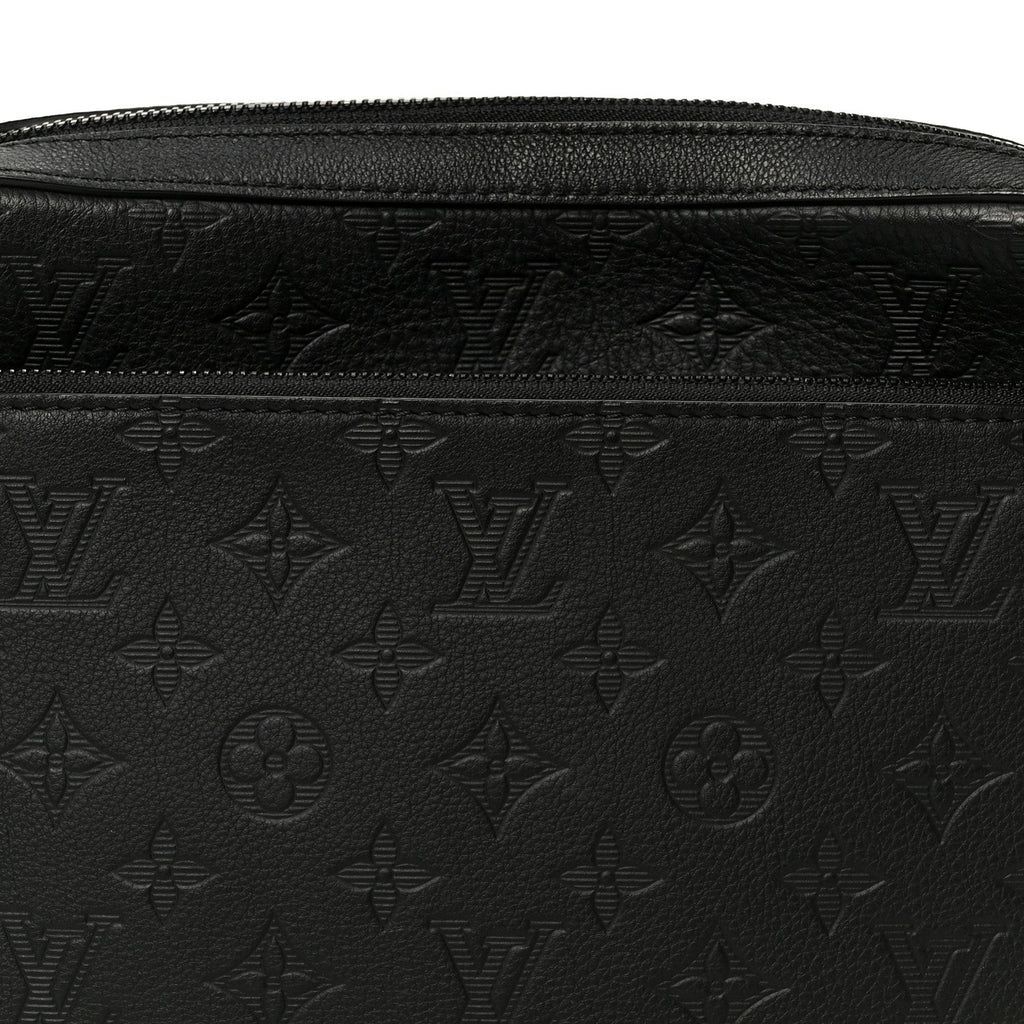 Louis Vuitton Calfskin Monogram Shadow Trio Messenger Black