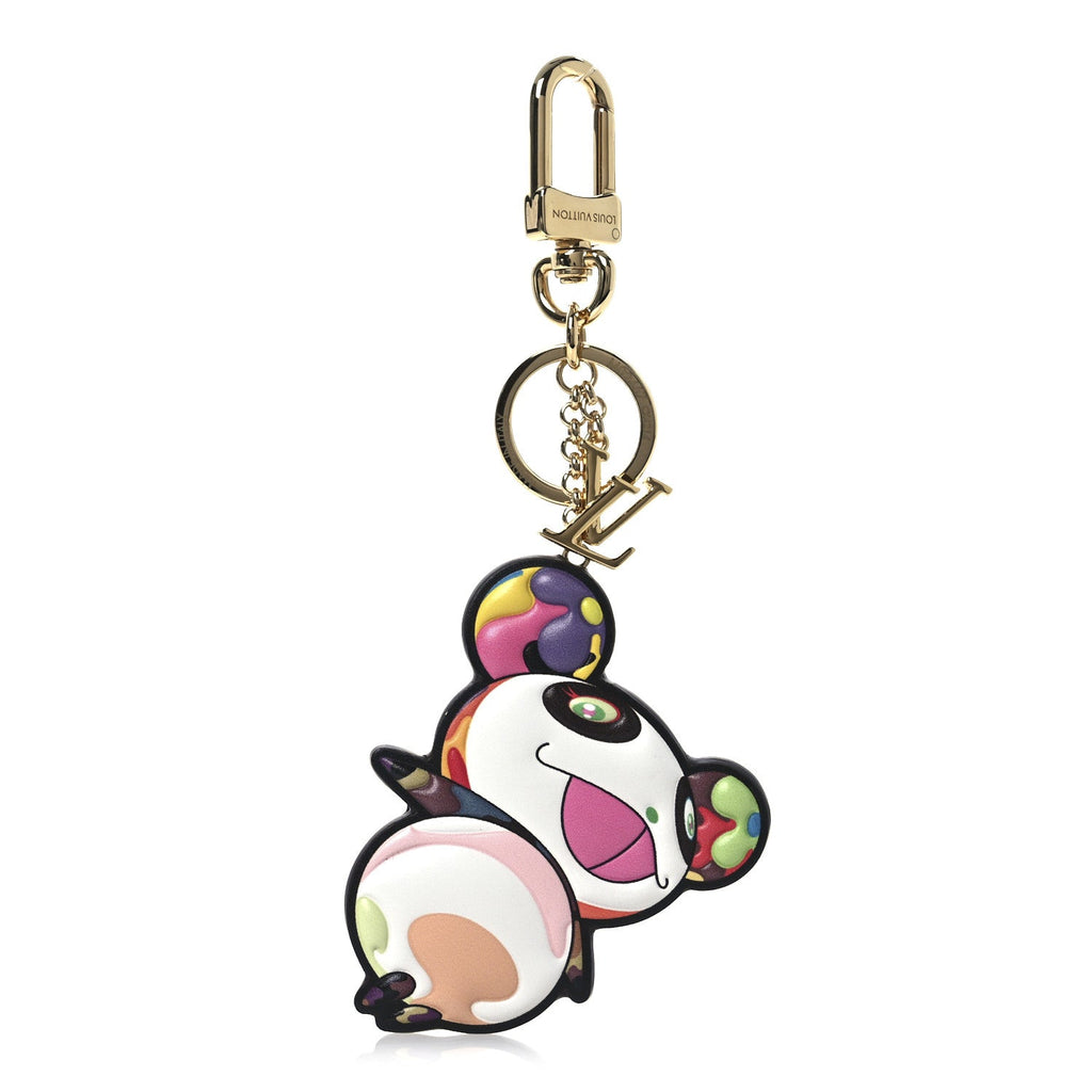 Louis Vuitton LV x TM Cowhide Monogram Superflat Panda Key Ring Bag Charm Multicolor