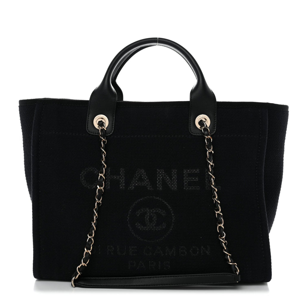 Chanel Mixed Fibers Small Deauville Tote Black