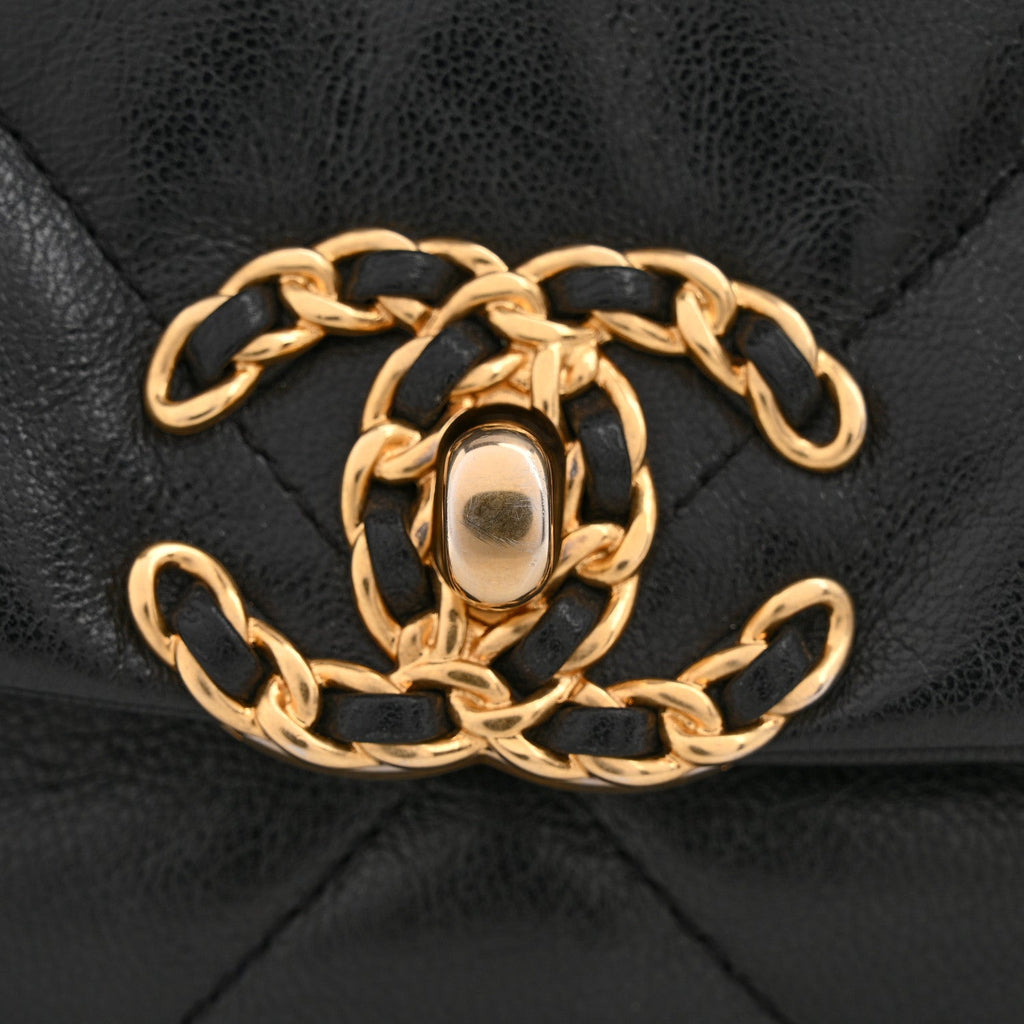 Chanel Goatskin Quilted Medium Chanel 19 Flap Black