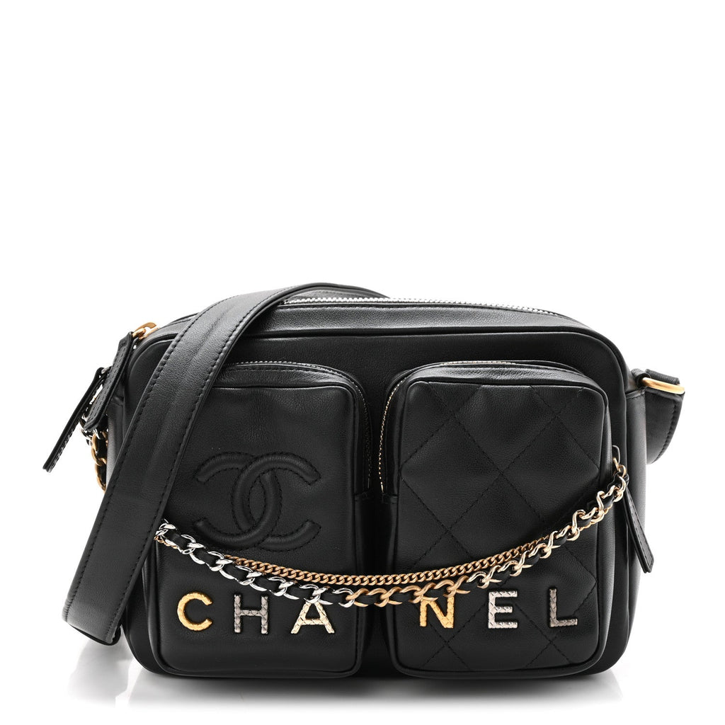 Chanel Calfskin Quilted Small Camera Case Black