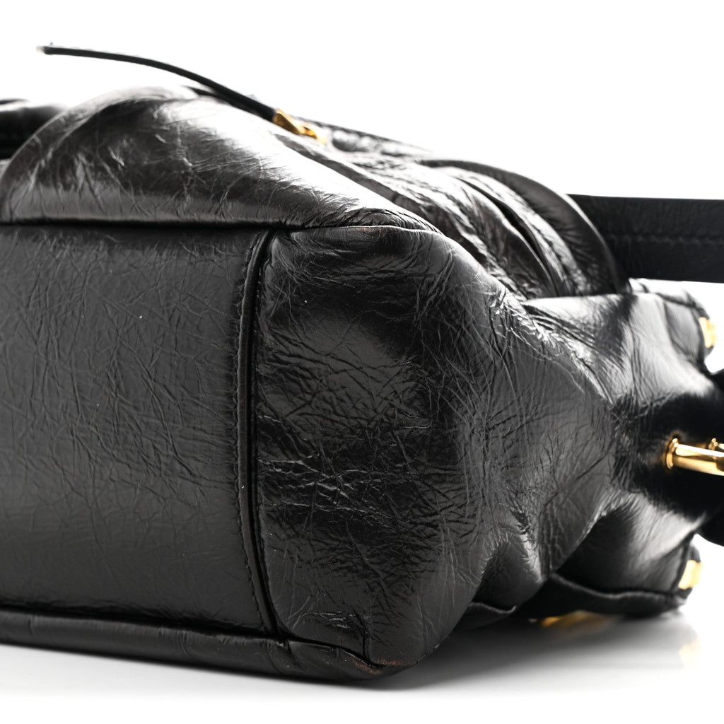 Christian Dior Crinkled Calfskin Small Grand Tour Bowling Bag Black