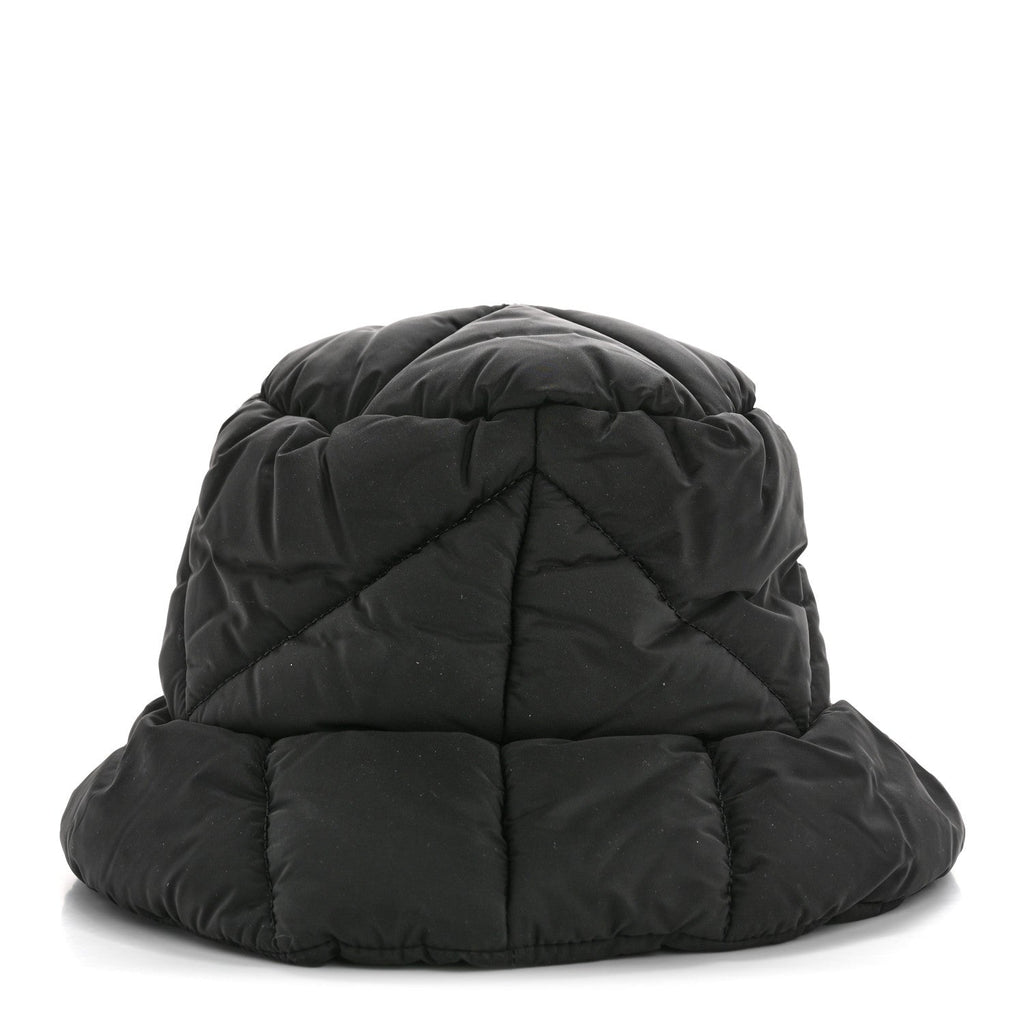 Prada Nylon Triangle Quilted Padded Bucket Hat M Black