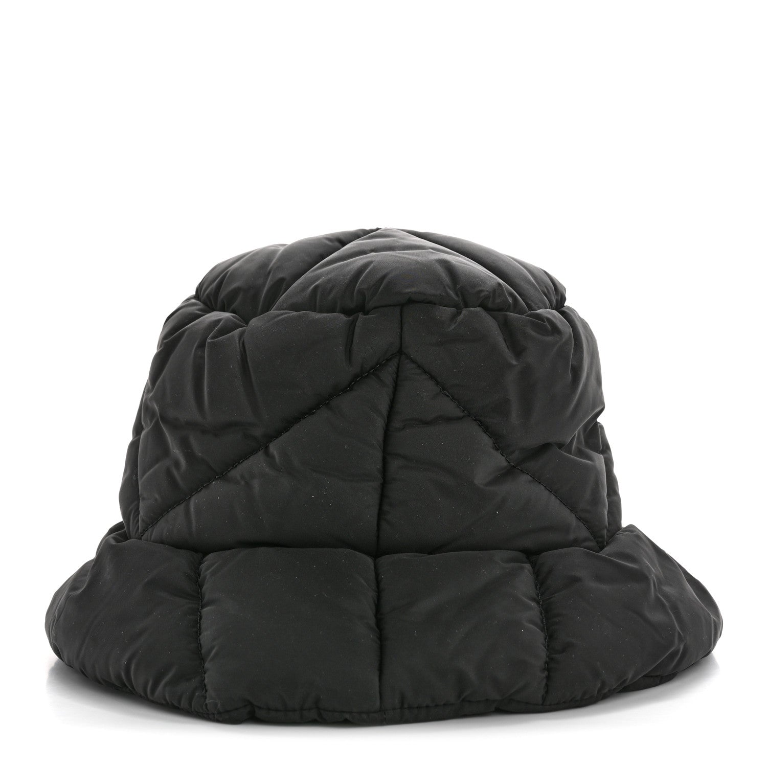 Prada Nylon Triangle Quilted Padded Bucket Hat M Black