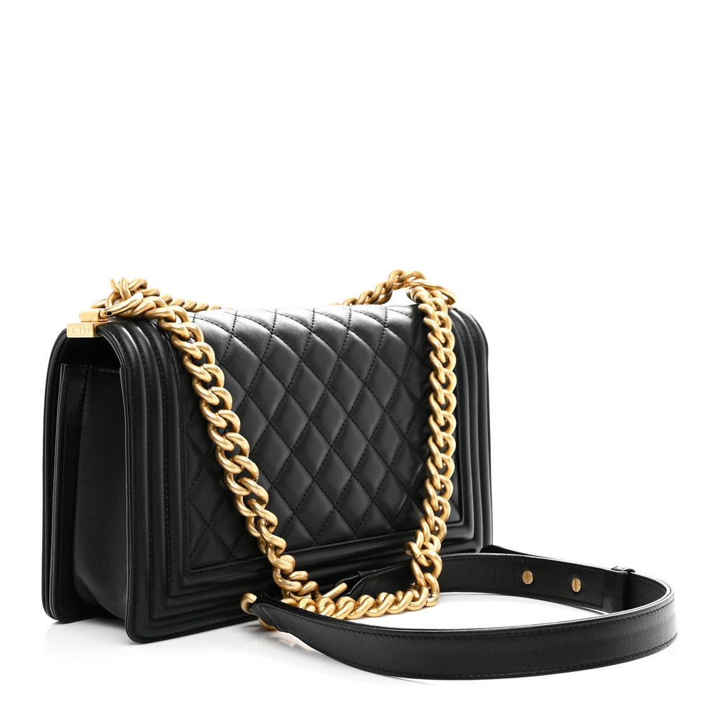 Chanel Lambskin Quilted Medium Boy Flap Black