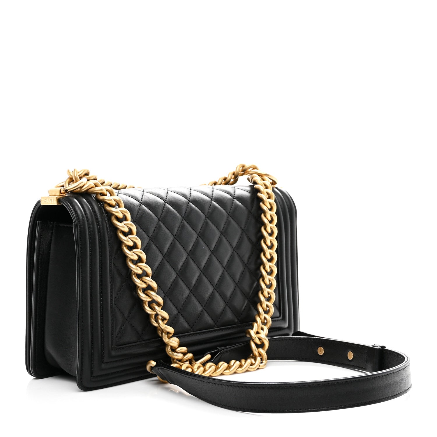 Chanel Lambskin Quilted Medium Boy Flap Black