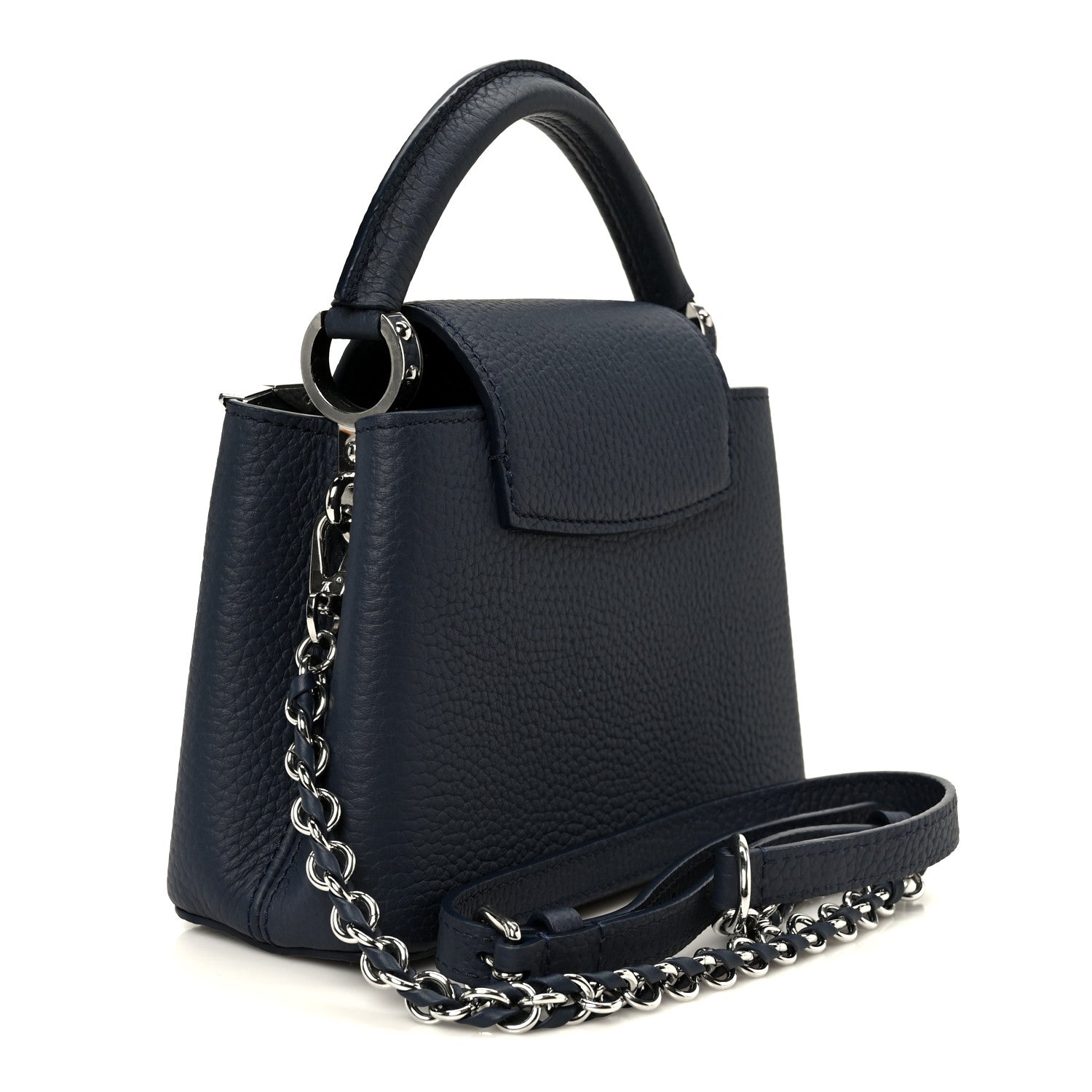 Louis Vuitton Taurillon Embellished Malletage Crown Mini Capucines Navy