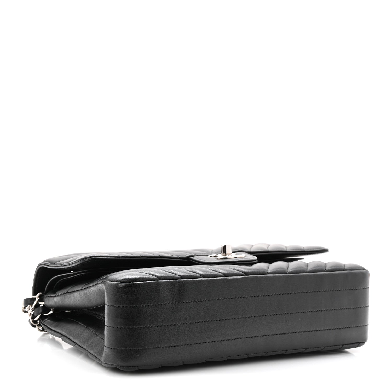 Chanel Lambskin Chevron Quilted Medium Double Flap Black