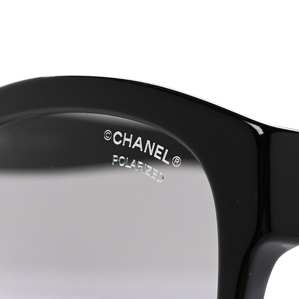 Acetate Pantos Logo Polarized Sunglasses 5458 Black
