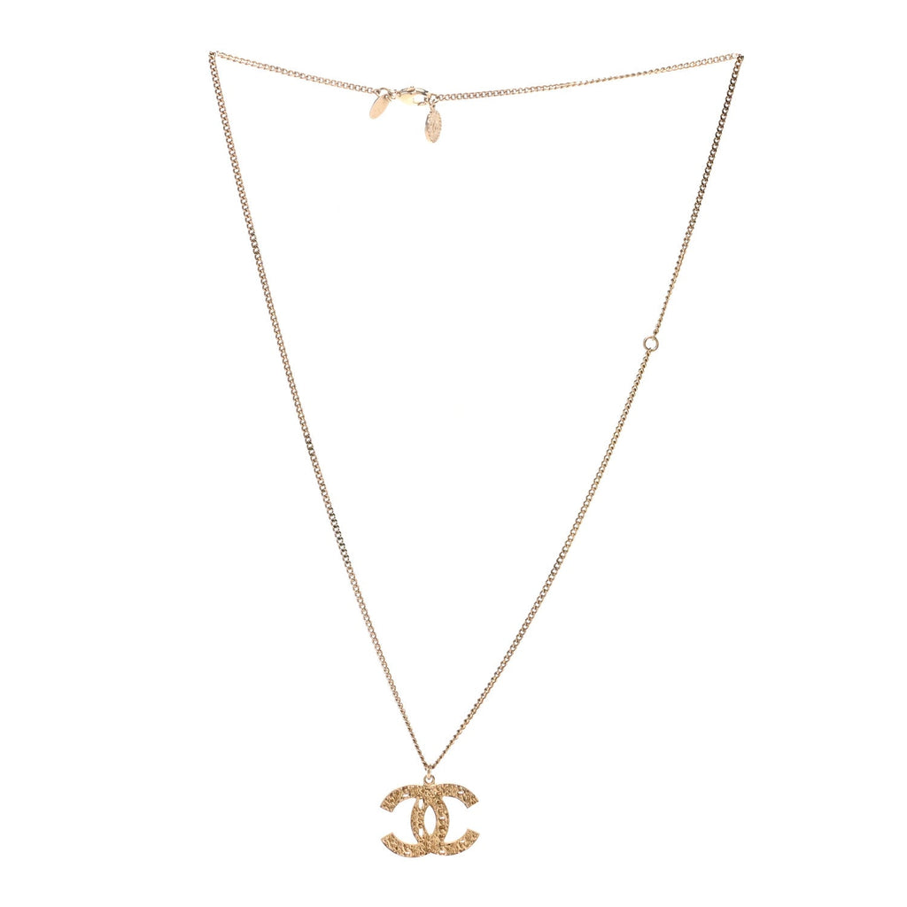 Chanel Tweed Effect CC Necklace Gold