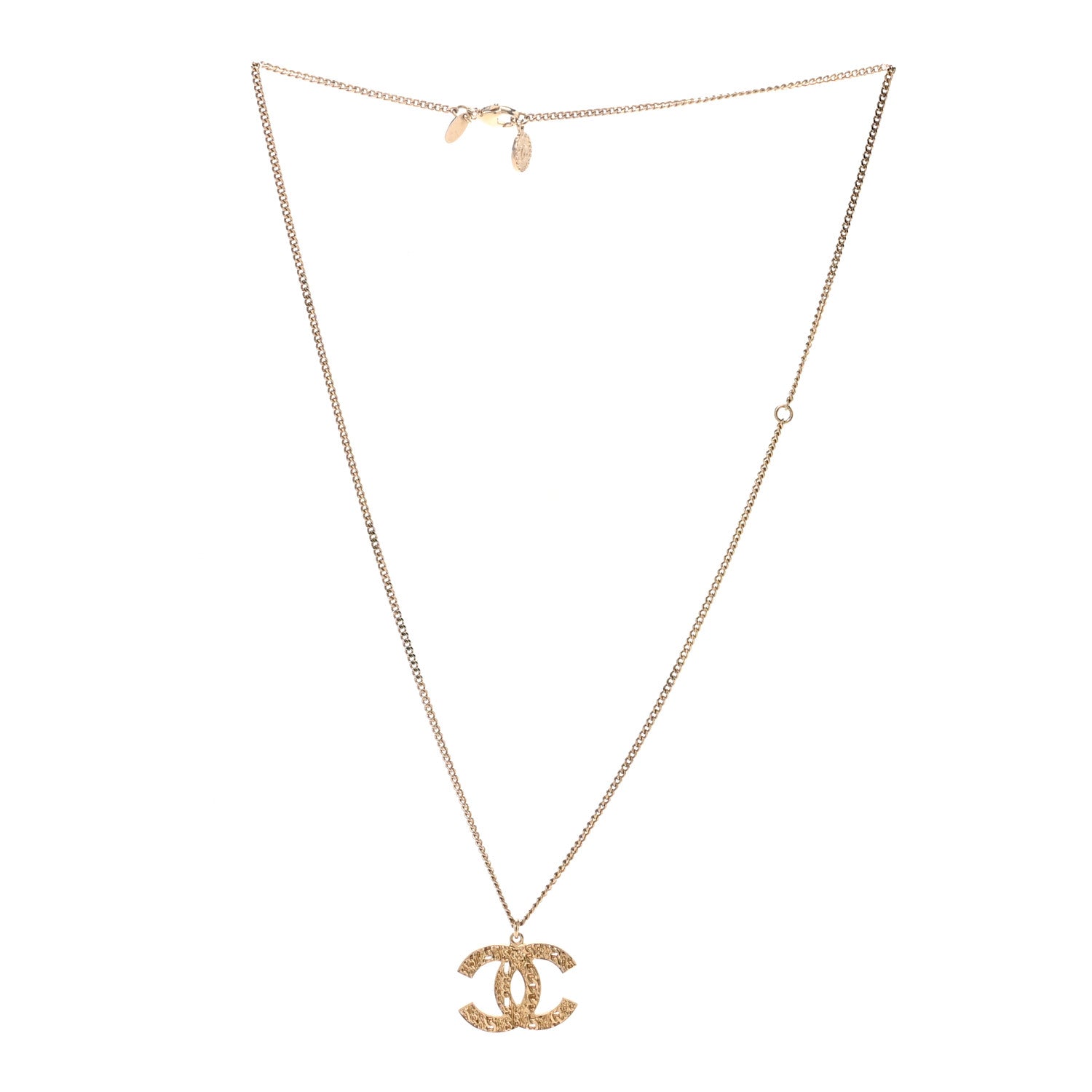 Chanel Tweed Effect CC Necklace Gold